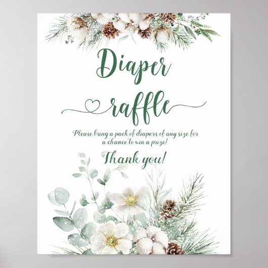 冬の常緑クリスマスベビーおむつラッフル ポスター (正面)