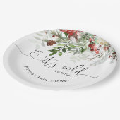 冬の常緑フェスティバルの葉の赤ちゃんシャワー ペーパープレート (アングル)