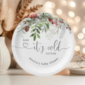 冬の常緑フェスティバルの葉の赤ちゃんシャワー ペーパープレート
