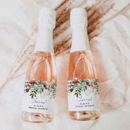 冬の常緑ブライダルシャワーきらめくワインラベ スパークリングワインラベル