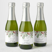 冬の常緑ブライダルシャワーきらめくワインラベ スパークリングワインラベル (ボトル)