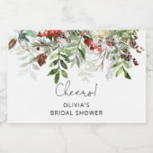 冬の常緑ブライダルシャワーきらめくワインラベ スパークリングワインラベル (シングルラベル)