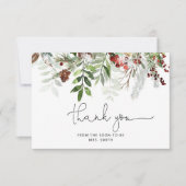冬の常緑ブライダルシャワーサンキューカード カード (正面)