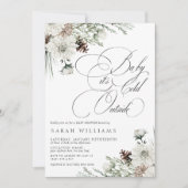 冬の常緑ベビーその冷たい外の赤ちゃんシャワー 招待状 (正面)