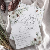 冬の常緑ベビーその冷たい外の赤ちゃんシャワー 招待状