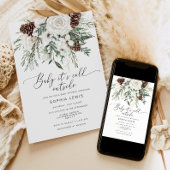 冬の常緑ベビーその冷たい外の赤ちゃんシャワー 招待状