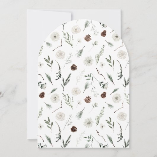 冬の常緑ベビーその冷たい外の赤ちゃんシャワー 招待状 (裏面)