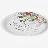 冬の常緑メリー小さな赤ちゃんシャワー ペーパープレート (アングル)