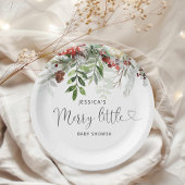 冬の常緑メリー小さな赤ちゃんシャワー ペーパープレート