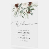 冬の常緑優雅な結婚式へようこそ アクリルサイン (傾斜)