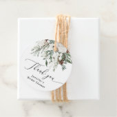 冬の常緑松の木 ウェディングシャワーのお favors タグ (インサイチュ)