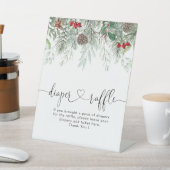 冬の常緑松の赤ちゃんシャワーおむつラッフル 台座サイン (インサイチュ)