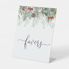 冬の常緑松の赤ちゃんシャワーの好意 台座サイン