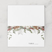 冬の常緑樹と雪の結晶の名札 プレイスカード (外部開封)