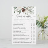 冬の常緑樹の上または下のブライダルシャワーゲーム (スタンド正面)