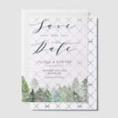 冬の常緑樹の森のウエディング Save the Date ベラム紙招待状 (オフセット (招待状))