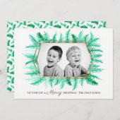 冬の常緑樹の水彩画グリーン シーズンカード (正面/裏面)