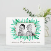 冬の常緑樹の水彩画グリーン シーズンカード (スタンド正面)