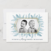 冬の常緑樹の水彩画ブルー シーズンカード (正面)