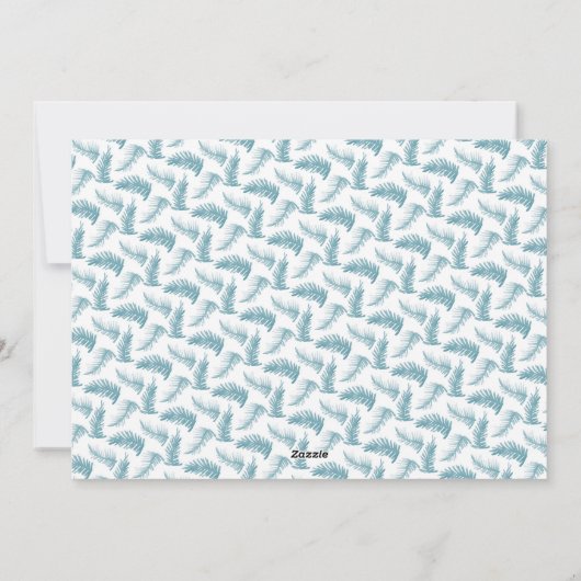 冬の常緑樹の水彩画ブルー シーズンカード (裏面)