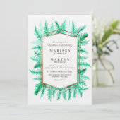 冬の常緑樹の緑の再結婚計画日 招待状 (スタンド正面)