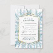 冬の常緑樹の葉の水色は灰色の青 出欠カード (正面)