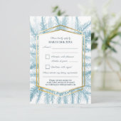 冬の常緑樹の葉の水色は灰色の青 出欠カード (スタンド正面)