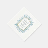 冬の常緑樹の葉の水色結婚青 スタンダードカクテルナプキン (角)