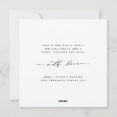 冬の常緑樹の葉フォトブラックスクエア シーズンカード (裏面)