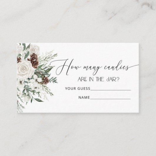 冬の常緑樹は、キャンディカードの数を推測する エンクロージャーカード (正面)