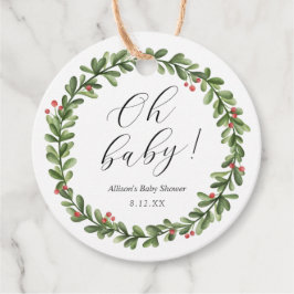 冬の常緑樹オ赤ちゃんシャワー フェイバータグ