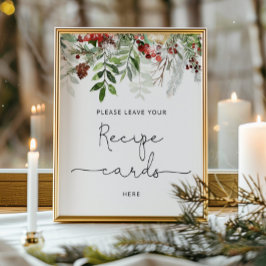 冬の常緑樹 あなたのレシピカードをここに置いてください ポスター