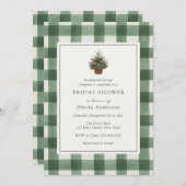 冬の常緑樹 グリーンプレイド ブライダルシャワー 招待状 (正面/裏面)