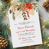 冬の常緑花結婚の 招待状
