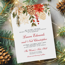 冬の常緑花結婚の 招待状