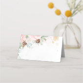 冬の常緑赤面ピンク食品ラベル プレイスカード (正面)