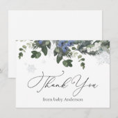 冬の常緑青 赤ちゃんシャワー感謝祭 サンキューカード (正面/裏面)
