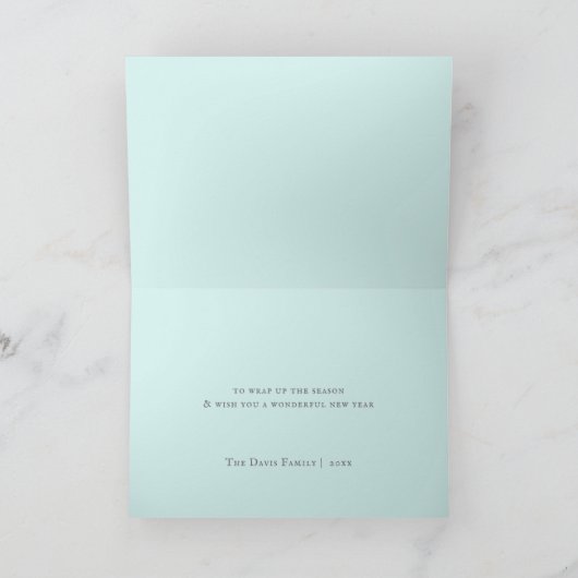 冬の帽子とスカーフおもしろいかわいい水色 シーズンカード (内部)