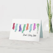 冬の帽子とスカーフおもしろいかわいい水色 シーズンカード (正面)