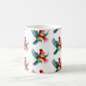 冬の帽子とマフラーのマグカップにかわいいインコ コーヒーマグカップ (中央)