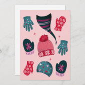 冬の帽子とミッテンスのクリスマスカード サンキューカード (正面/裏面)