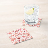 冬の帽子とミッテンス スクエアペーパーコースター (インサイチュ)