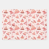 冬の帽子とミッテンス ラッピングペーパーシート (正面)