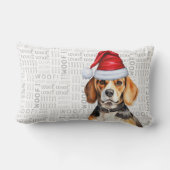 冬の帽子に犬の恋人クリスマスビーグル ランバークッション (裏面)