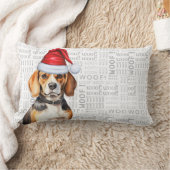 冬の帽子に犬の恋人クリスマスビーグル ランバークッション (ブランケット)