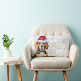 冬の帽子に犬の恋人クリスマスビーグル ランバークッション