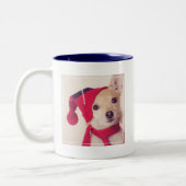 冬の帽子のチワワ ツートーンマグカップ (左)