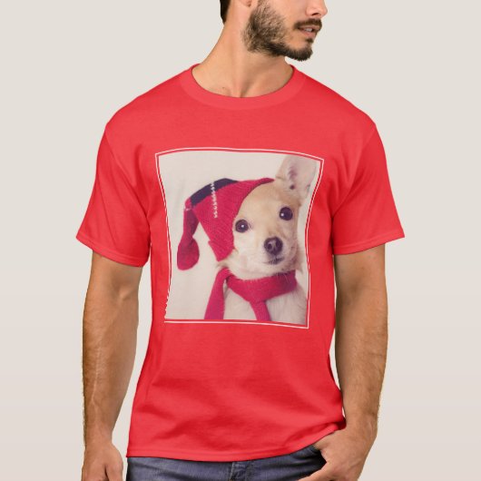冬の帽子のチワワ Tシャツ (正面)