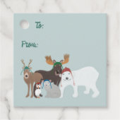 冬の帽子の北極の動物クリスマス フェイバータグ (正面)