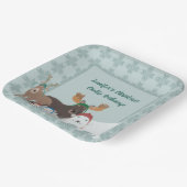 冬の帽子の北極動物クリスマスパーティー ペーパープレート (傾斜あり)